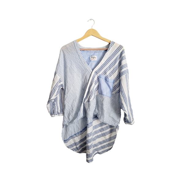 Anthropologie Holding Horses Zeni High-Low Striped Top Size Medium - Picture 1 of 5